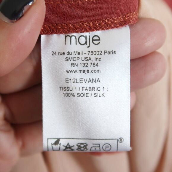 Maje Silk Two-Tone Shift Dress - Size 1 - Picture 9 of 9